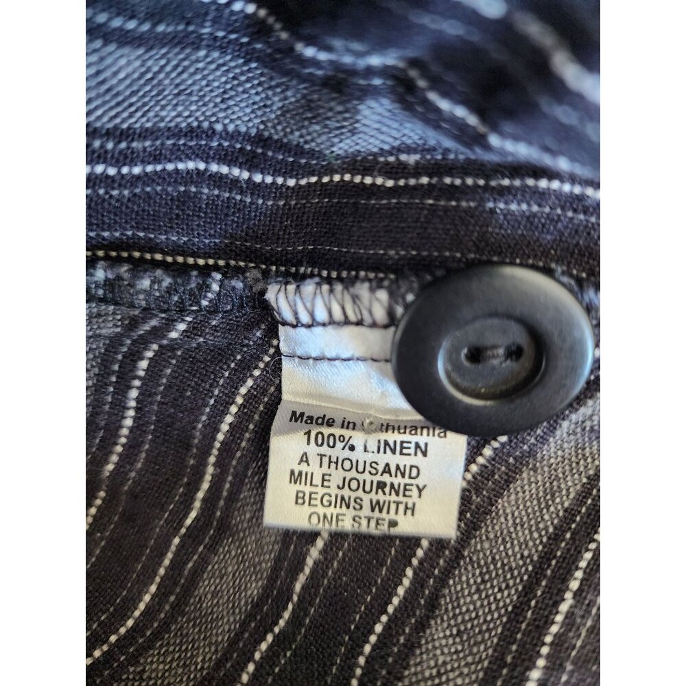 Flax black stripe collared button up long sleeve … - image 4